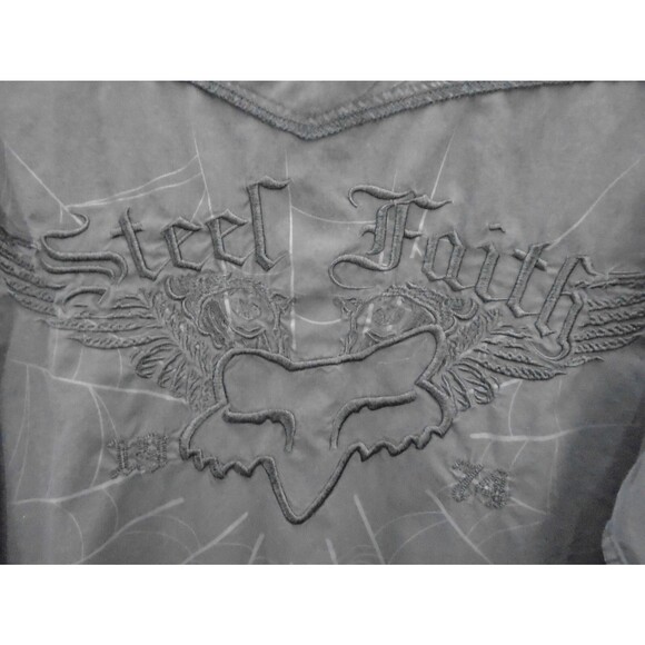 Fox Racing Y2K Western Yoke Embroidered Shirt Mens Size L Black Pearl Snap - Picture 13 of 14